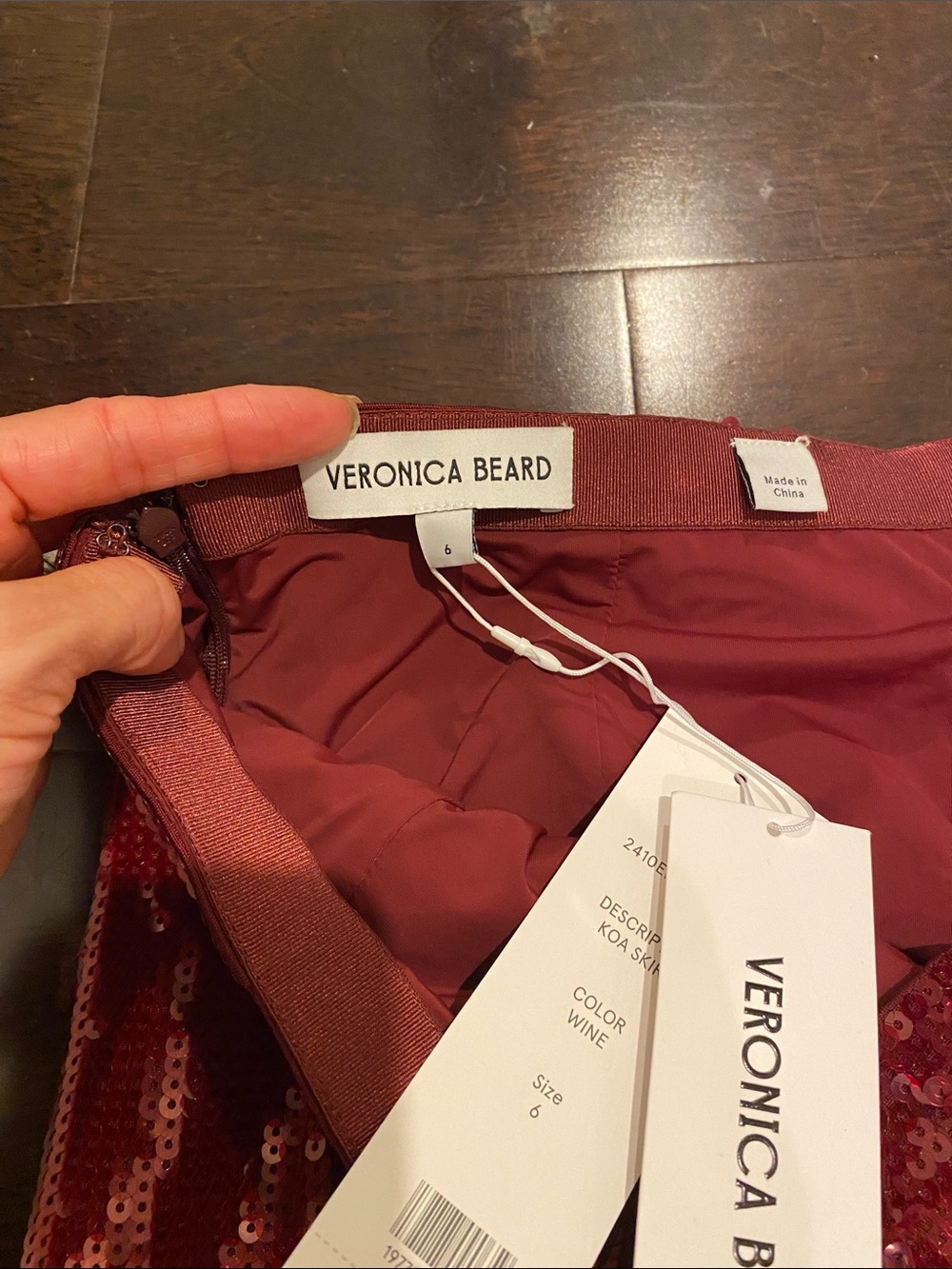 Veronica Beard Red Sequin Midi Skirt - Picture 2 of 5